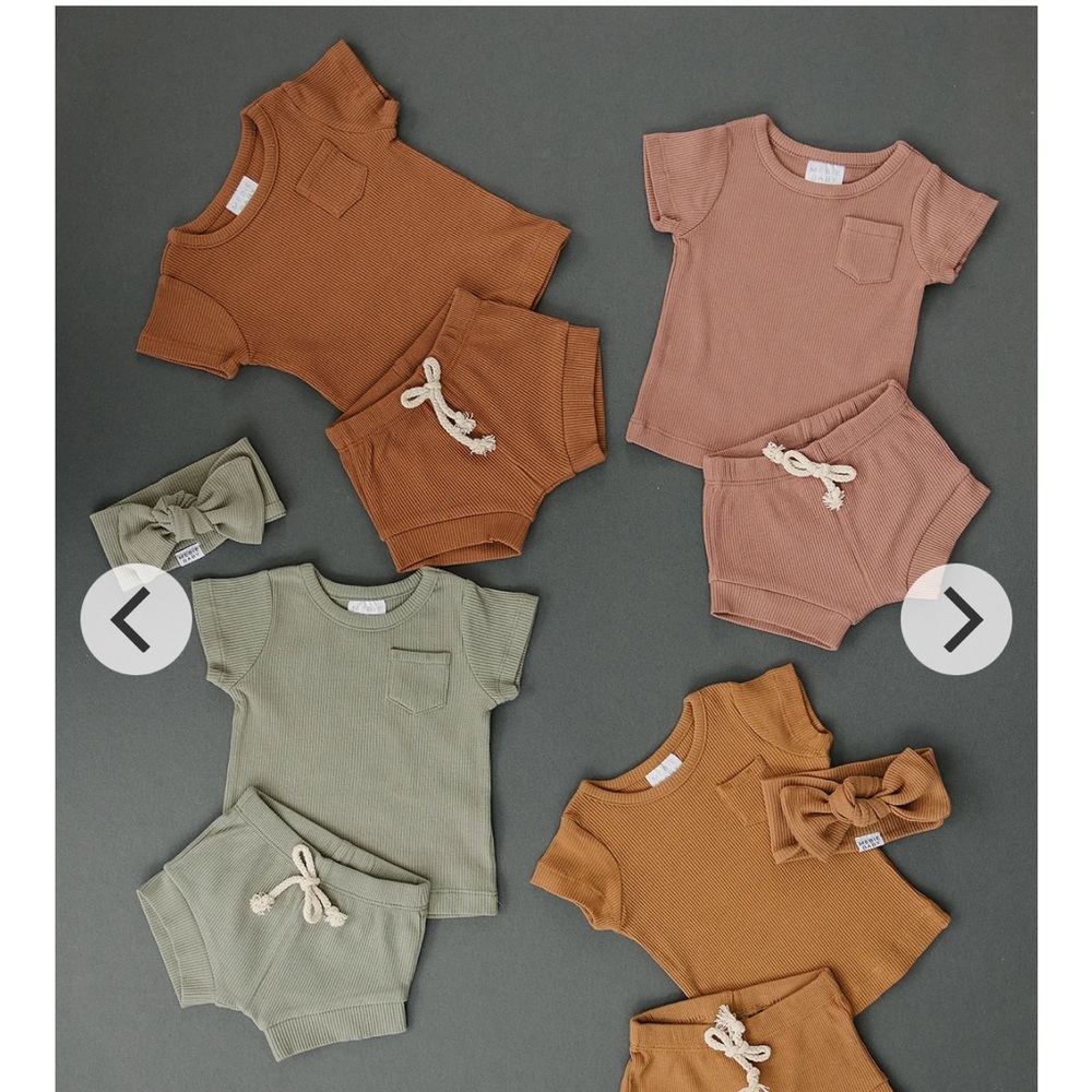 Rust Organic Cotton Ribbed Short Set - Picture 3 of 9